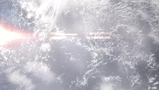 Zoom in from space and focus on Ewa Beach, Hawaii, USA. 3D Animation. Background for travel intro. Elements of this image furnished by NASA