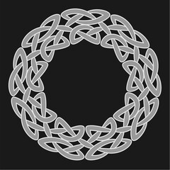 Celtic ornament in the form of a circle on a dark background. Vector isolated.