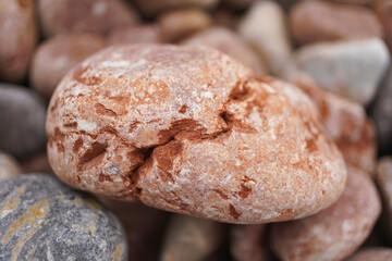 Close-up of sea pebbles, sea shore