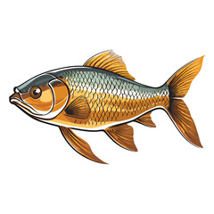 Golden Marvel: Stunning 2D Illustration Showcasing a Fish Gold Barb