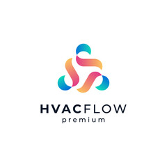 fan with fire and water for HVAC repair logo design