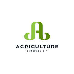 letter A for agriculture and plantation logo design