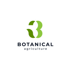 letter B and leaf with modern style for botanical and agriculture logo design