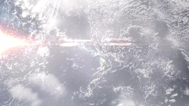 Zoom in from space and focus on Lahaina, Hawaii, USA. 3D Animation. Background for travel intro. Elements of this image furnished by NASA