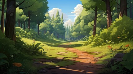Sunbeams illuminate a forest path. (Illustration, Generative AI)