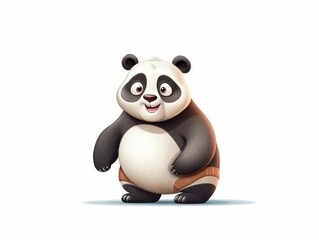 Panda in Cartoon Style on white background - generative AI