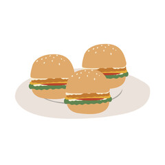 Summer picnic clipart set, picnic in park vector illustration, Images in flat cartoon style, Individual elements, fruit, vegetable, food, snack, sandwich, burger, meal, juice, cake