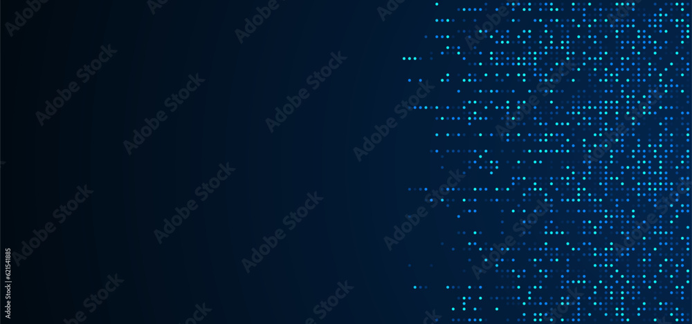 Poster digital technology background. digital data dots blue pattern pixel background