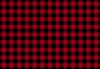 Interesting buffalo plaid pattern woven from black and red, two colors associated with American lumberjack, rugged styles or outdoorsy culture, commonly seen in flannel skirts, jackets and other items - obrazy, fototapety, plakaty