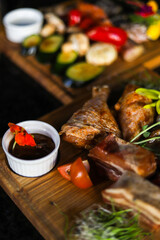 grilled meat with vegetables