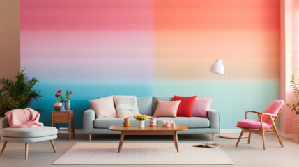 Fototapeta premium Home modern living room interior with decoration like color gradient palette