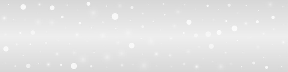 White Snowflake Vector Grey Panoramic Background.
