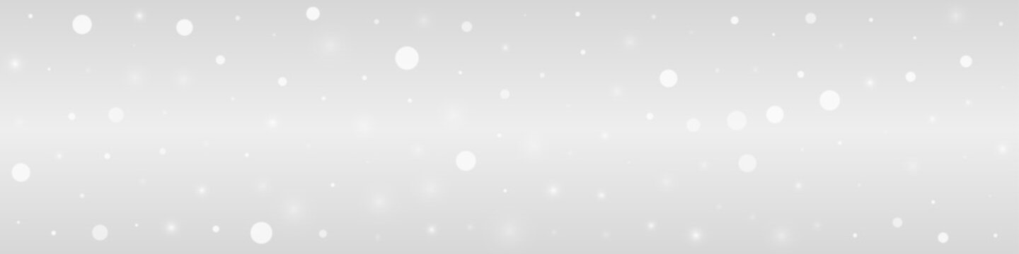 White Snowflake Vector Grey Panoramic Background.