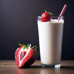 strawberry smoothie in a glass, generative ai