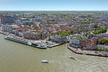 Aerial from the historical city Dordrecht in Zuid Holland the Netherlands