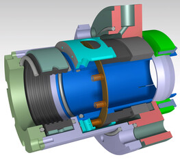 mechanical seal pump 3D illustration