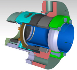 mechanical seal pump 3D illustration