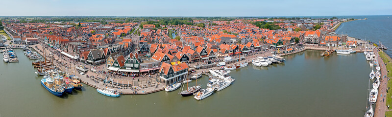 Fototapeta na wymiar Aerial panorama from the historical city Volendam in Noord Holland the Netherlands