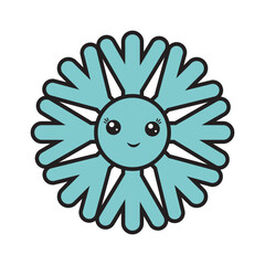 design of a vector illustration of a weather comic character snowflake kawaii in cartoon style