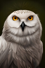Fototapeta premium Snowy owl portrait - Generative AI