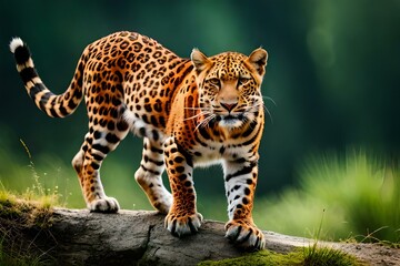  Leopard in Motion: A Mesmerizing Animal Abstract Wallpaper. Witness the Elegance of a Dynamic Leopard Running Through a Swirling Vortex, Surrounded by a Kaleidoscope of Vibrant Colors and Shapes