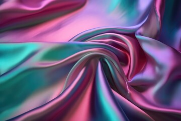 Fototapeta premium Holographic silk texture playful color. AI generated