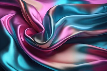 Obraz premium Holographic silk texture playful color. AI generated