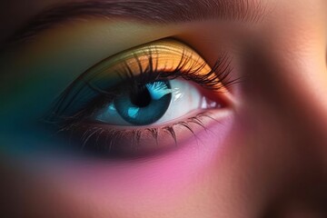 Fototapeta premium Girl's eye with make-up close-up. AI generated