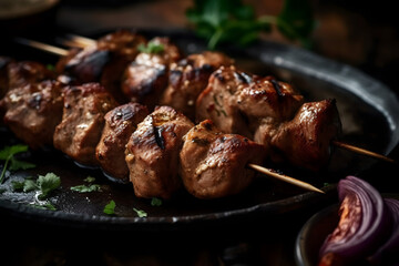 shish kebab on skewers