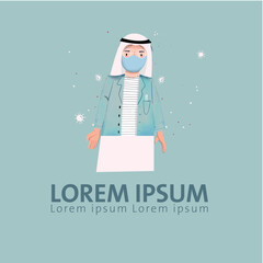 Obraz premium Arab man women boy education meeting office design idea Arabic person UAE SAUDI, QATAR BAHRAIN Info graphic office work presentation table organization