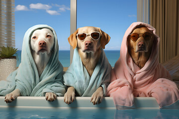dogs in bath