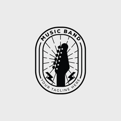 Guitar headstock logo. silhouette bass for musician icon vector illustration design
