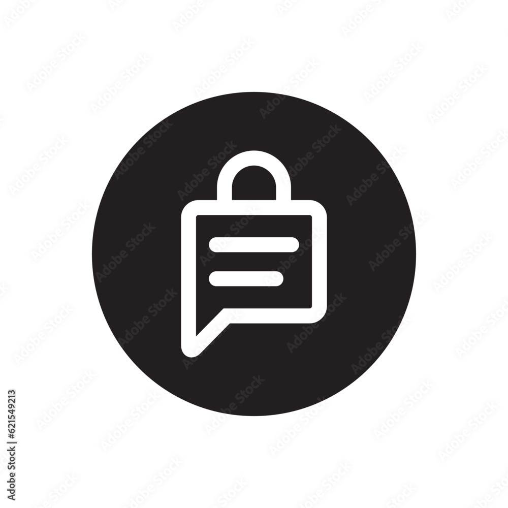 Poster chat lock icon vector. social media encryption message symbol