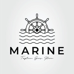ship's wheel on ocean or marine logo vector illustration design © rizka arishandy
