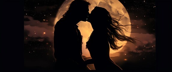 Moonlit Embrace: A Passionate Kiss Under the Moon