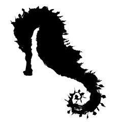 タツノオトシゴのシルエットのイラスト素材　ベクター © kumao