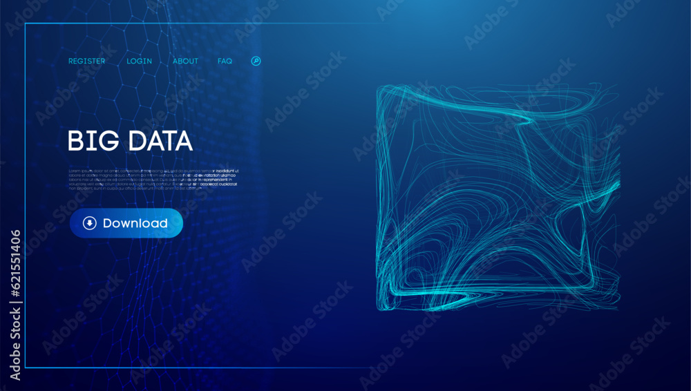 Poster data cube blockchain technology background. futuristic network vector illustration.
