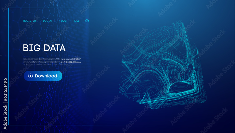 Poster data cube blockchain technology background. futuristic network vector illustration.