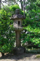 Lanterns in a temple in Kyoto, Uji City, Kyoto Prefecture.