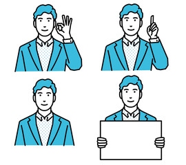 人物アイコン指差し上半身パネルセット