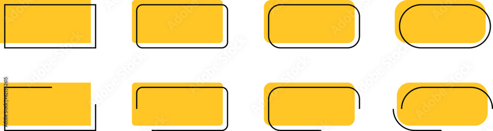 Wall mural yellow quote vector bubbles for text, speech vector. quotation box frames with borders design for co