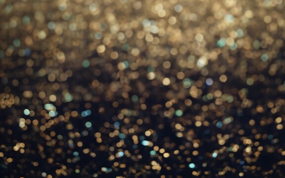 Background of abstract glitter lights with boke. Gold and black de focused boken effect. AI Generative