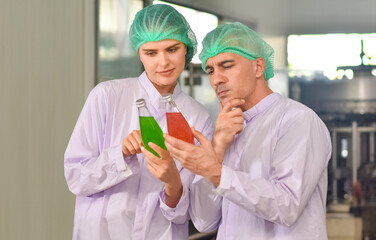 QC Quality control manager inspecting product in factory. QC Quality control concept.