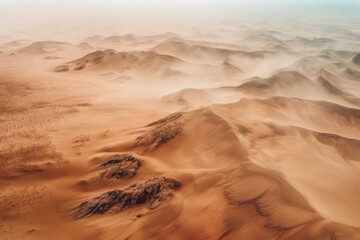 Aerial view of a windy desert