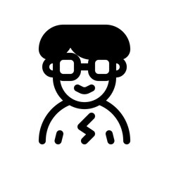 Editable person with bowl haircut and glasses avatar vector icon. User, profile, identity, persona. Part of a big icon set family. Perfect for web and app interfaces, presentations, infographics, etc