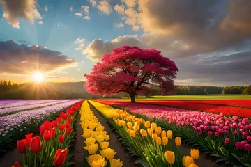 Foto op Plexiglas field of tulips generated ai © kashif 2158