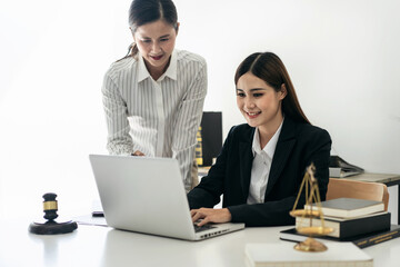 Businesswoman explaining about detail of business while female l