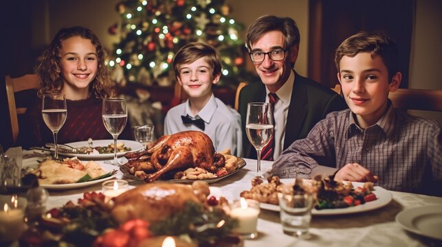 Family Having Dinner On Christmas Eve