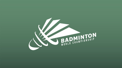 Badminton logo with copy space on green background badminton court indoor badminton sports wallpaper ,  illustration Vector EPS 10 - obrazy, fototapety, plakaty
