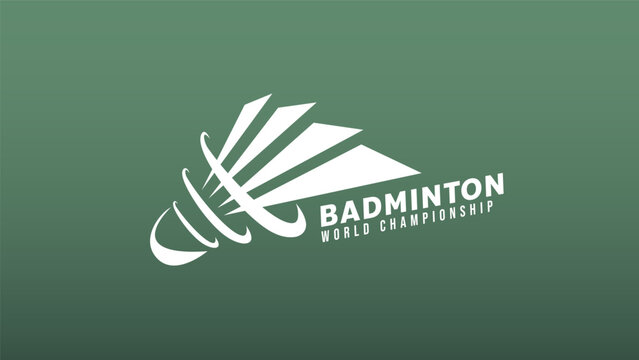 Badminton logo with copy space on green background badminton court indoor badminton sports wallpaper ,  illustration Vector EPS 10